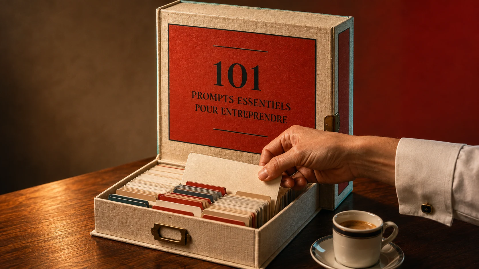 Le coffret 101 Prompts Essentiels pour Entreprendre, illustrant la collection numérique.